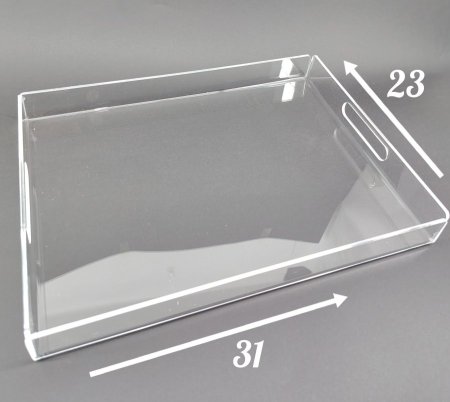 صينية اكريلك شفاف مقوى مع يدين 23*31 سم