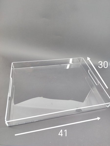 صينية اكريلك شفاف مقوى مع يدين 41*30*3 سم