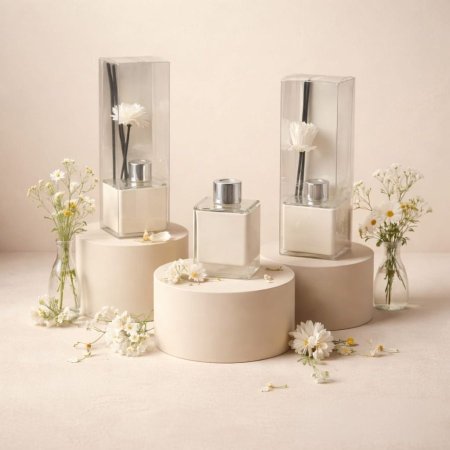 عطر فواح زجاج اطار جلد & علبه شفاف