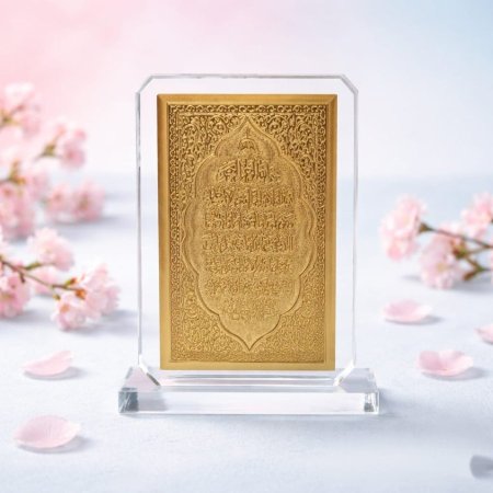 آية الكرسي كرستال  وجهين  ذهبي و ذهبي  ( 8.5*6*2 سم )