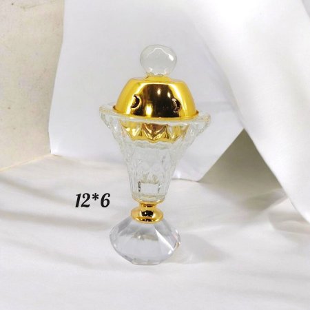 مبخرة كريستال غطاء كريستال ونحاس قاعدة كريستال (12*6)سم