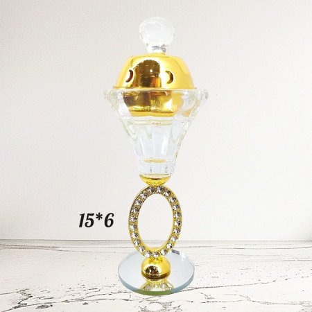 مبخرة كريستال غطاء نحاس مرصعه الماس (15*6)سم
