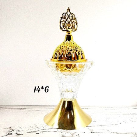 مبخرة كريستال مزخرف غطاء نحاس(14*6) سم