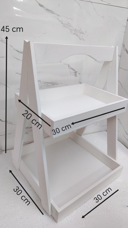 ستاند خشب (ابيض) طبقتين متين جدا ارتفاع 45 cm