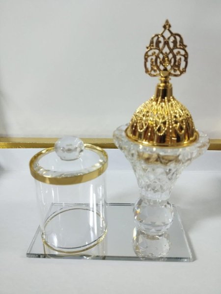 مبخرة كريستال مع علبة حلو