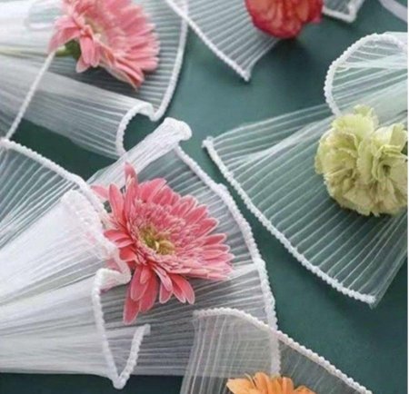 تل لتغليف الورد ( ابيض حافة لولو )