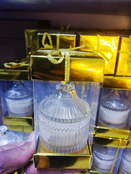 سكرية زجاج مع شمع & علبة فاخرة