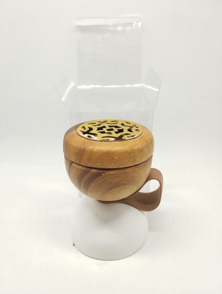 مبخرة حجر وخشب & علبه شفاف