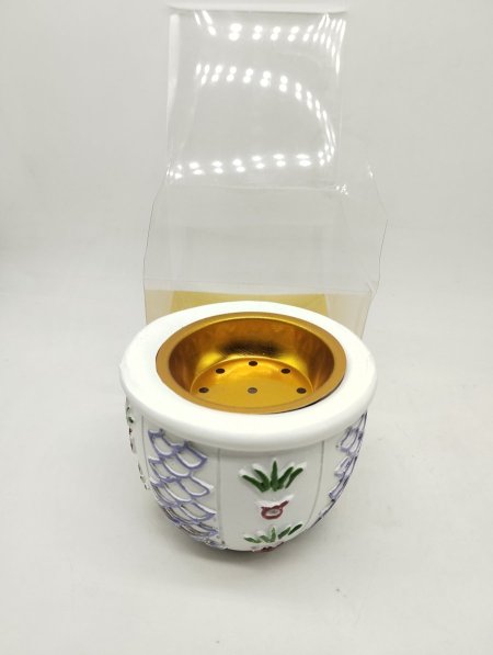 مبخرة سيراميك تراث & علبه شفاف 8*8*6سم